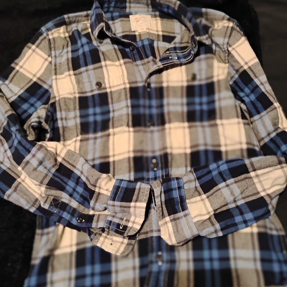 American Eagle Outfitters Blue and White Plaid Button Down Shirt